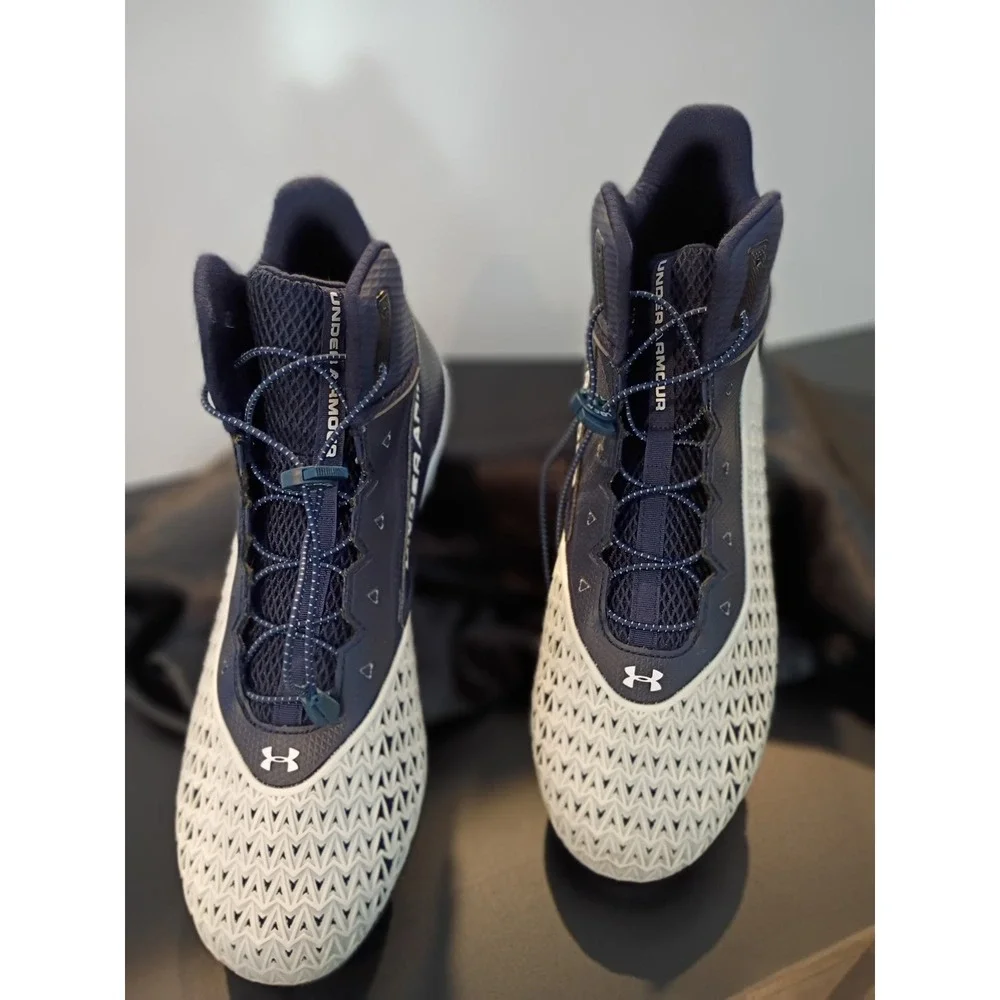 Under Armour Banshee Mid MC‎ Lacrosse Cleats Navy White Mens Size 15 3021193-402